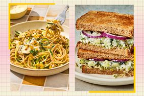 a side by side of some of the recipes featured in the 30-Day Mediterranean Diet Meal Plan for Beginners