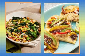 a collage featuring some of the recipes in the 30-Day No-Sugar, High-Protein Meal Plan for High Blood Pressure, Created by a Dietitian