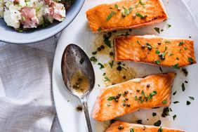 Seared Salmon with Green Peppercorn Sauce