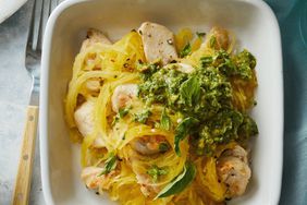 Spaghetti Squash & Chicken with Avocado Pesto