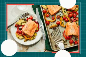 a recipe photo for the Sheet-Pan Roasted Salmon & Vegetables