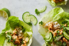 Chicken & Cucumber Lettuce Wraps with Peanut Sauce