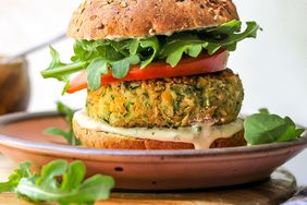 Zucchini-Chickpea Veggie Burgers with Tahini-Ranch Sauce