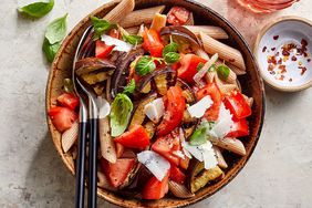 Grilled Eggplant & Tomato Pasta