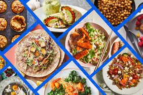 a collage featuring some of the recipes featured in the 7-Day Mediterranean Diet Meal Plan to Improve Your Gut Health