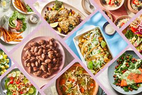 a collage featuring some of the recipes featured in the 7-Day No-Sugar, High-Protein Meal Plan for High Blood Pressure