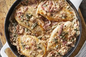 Chicken Cutlets with Creamy Spinach & Roasted Red Pepper Sauce