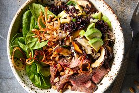 Forbidden Rice & White Kimchi Steak Salad