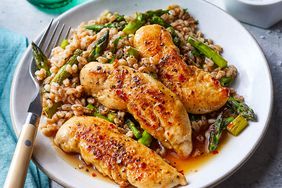 Honey-Mustard Chicken with Asparagus Farrotto