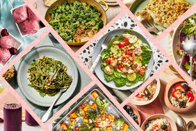 a collage featuring the recipes featured in the 7-Day No-Sugar Anti-Inflammatory Meal Plan for High Cholesterol