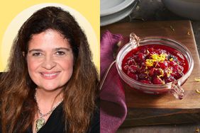 a side by side of Alex Guarnaschelli and EatingWell's Homemade Cranberry Sauce recipe 