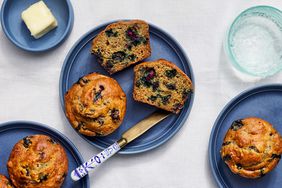 a recipe photo of the Banana-Blueberry Muffins