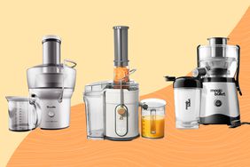 a collage featuring some of the best centrifugal juicers in the roundup 