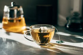 a photo of a cup of tea in a glass mug 