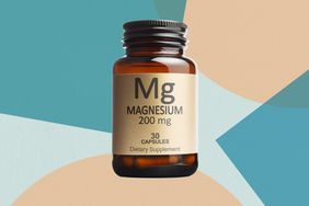 a collage with a bottle of Magnesium pills