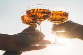 a photo of people holding up their glasses to cheers