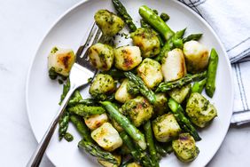 Cauliflower Gnocchi with Asparagus & Pesto