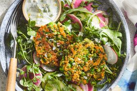 Crispy Pea Fritter Salad