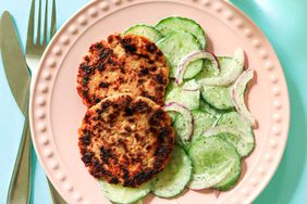 Crispy Salmon Cakes with Creamy Cucumber Salad