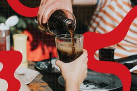 a photo of a bottle of soda being poured into a glass 