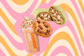 a collage featuring new Dunkin summer menu products