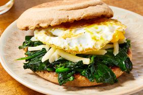 a recipe photo of the Egg, Spinach & Cheddar Breakfast Sandwich