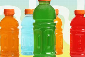 electrolyte drinks on a patterned background