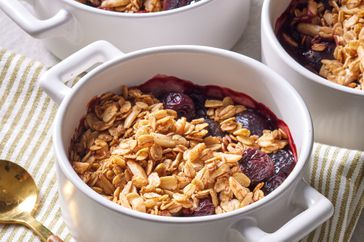 an image of the Cherry Crumble served in small baking dishes