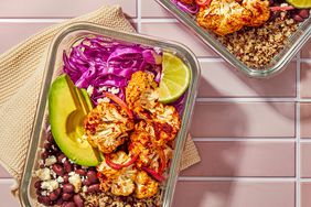 Photo of Chipotle-Lime Cauliflower Taco Bowls in portable glass containers