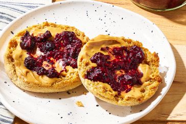 an image of the No-Added-Sugar Chia Seed Jam served on an english muffin