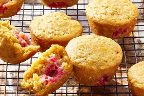 an image of the Raspberry Oatmeal Muffins on a cooling rack