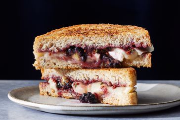 a recipe photo of the 5-Ingredient Brie & Blackberry Jam Grilled Cheese