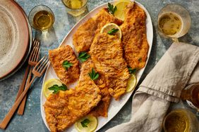 Overhead image of Air-Fryer Beer Battered Fish on a platter