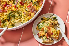 a recipe photo of the Bacon, Cheddar & Spinach Strata