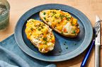 an image of the Chicken Pot Pie Twice Baked Potatoes served on a plate
