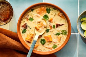 a recipe photo of the Creamy White Chili with Sweet Potatoes & White Beans