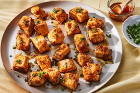 the recipe photo for the Crispy Hot Honey Salmon Bites