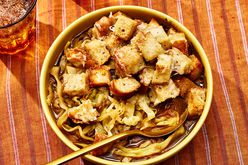 an image of the French Onion Cabbage Soup served in a bowl