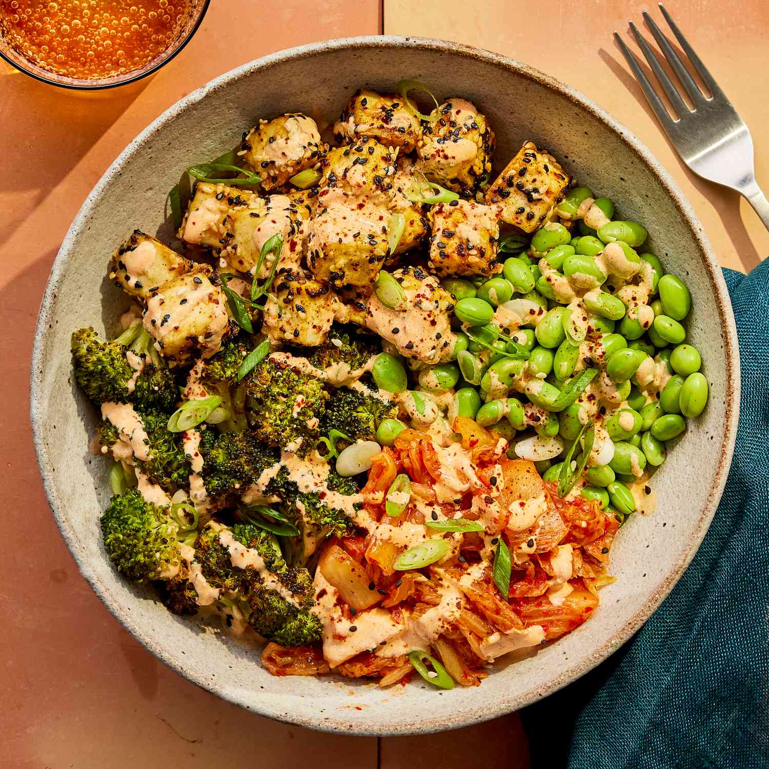 a photo of the Kimchi Broccoli Bowl served in a bowl