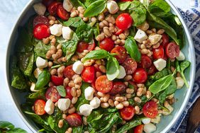 a recipe photo of the No-Cook White Bean & Spinach Caprese Salad
