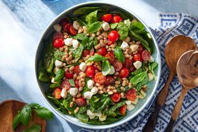 a recipe photo of the No-Cook White Bean & Spinach Caprese Salad