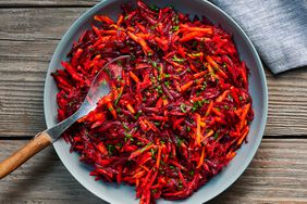 a recipe photo of the Simple No-Cook Grated Beet & Carrot Salad