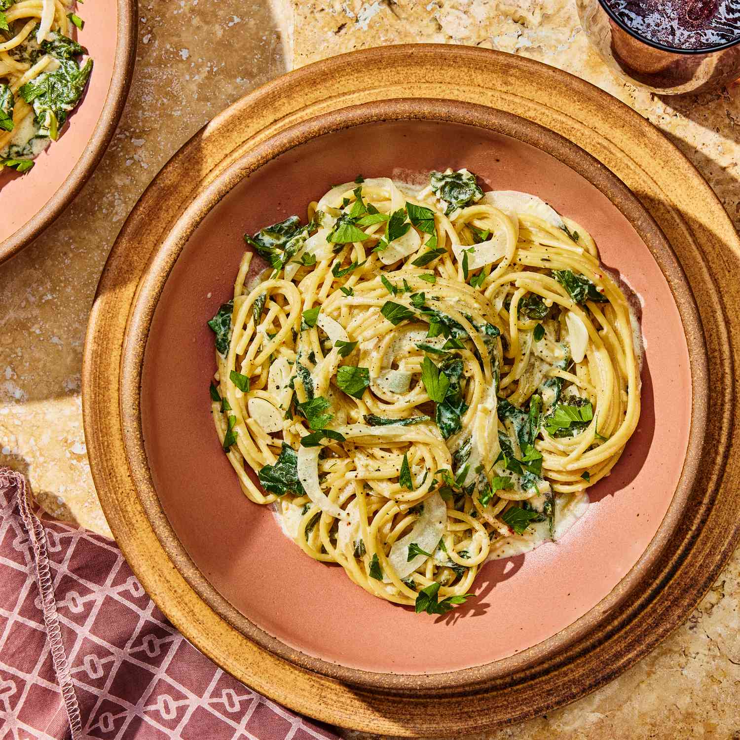a recipe photo of the Creamy Lemon-Garlic Spaghetti & Spinach