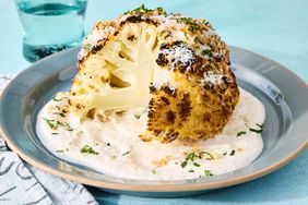 a recipe photo of the Caesar-Style Whole-Roasted Cauliflower