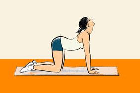 An illustration of a woman stretching