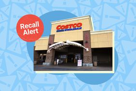 a photo of a Costco storefront and a "recall alert" stamp