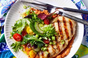 Grilled Chicken with Red Pepper-Pecan Romesco Sauce