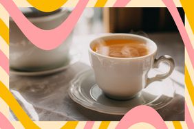 a photo of a mug with steaming tea in it