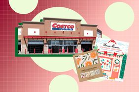 a collage featuring a Costco storefront and some images of the gifts Costco is selling this holiday season