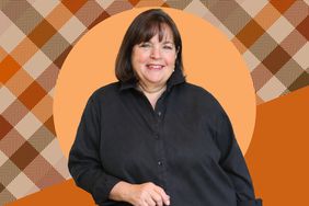 Ina Garten in front of plaid background